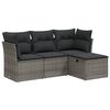vidaXL 4 Piece Garden Sofa Set with Cushions Grey Poly Rattan
