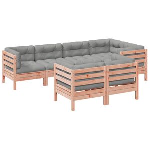 vidaXL 7 Piece Garden Sofa Set with Cushions Solid Wood Douglas Fir