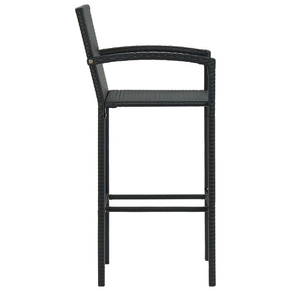vidaXL Bar Stools 4 pcs Black Poly Rattan