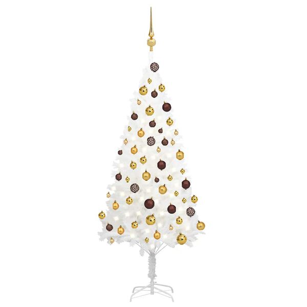 vidaXL Artificial Pre-lit Christmas Tree with Ball Set White 120 cm