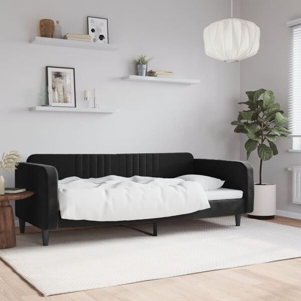vidaXL Day Bed without Mattress Black 90x190 cm Velvet