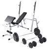 vidaXL Workout Bench with Weight Rack, Barbell and Dumbbell Set 90 kg