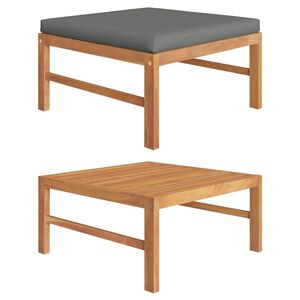 vidaXL Footrest with Dark Grey Cushion Solid Teak Wood