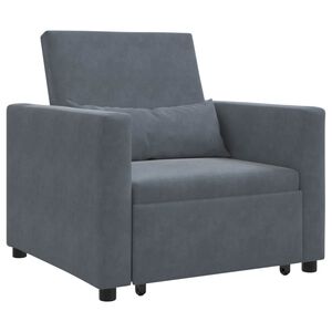 vidaXL Pull out Sofa Bed Single with Wheels Dark grey Velvet