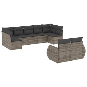 vidaXL 9 Piece Garden Sofa Set with Cushions Grey Poly Rattan