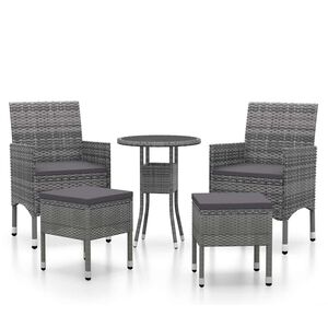 vidaXL 5 Piece Garden Lounge Set Poly Rattan Grey