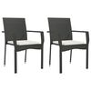 vidaXL 7 Piece Garden Dining Set with Cushions Black Poly Rattan