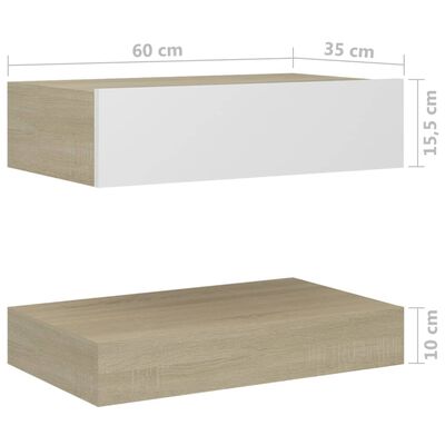 vidaXL Bedside Cabinet White and Sonoma Oak 60x35 cm Engineered Wood