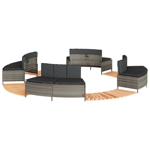 vidaXL Hot Tub Surround Grey Poly Rattan and Solid Wood Acacia
