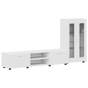 vidaXL TV Cabinet Set with Drawer with Shelf White Engineered Wood
