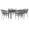 vidaXL 5 Piece Garden Dining Set with Cushions Grey Poly Rattan Glass