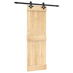 vidaXL Sliding Door Natural and Black 70 x 210 cm Solid Pine Wood