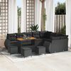 vidaXL Garden Sofa Set with Cushion 13 pcs Black Poly Rattan