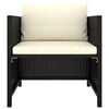 vidaXL Garden Sofa with Cushions Black Poly Rattan