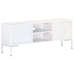 vidaXL TV Cabinet | White | Solid mango wood, powder-coated steel | Medium