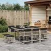 vidaXL 11 Piece Garden Dining Set with Cushions Light Grey Poly Rattan
