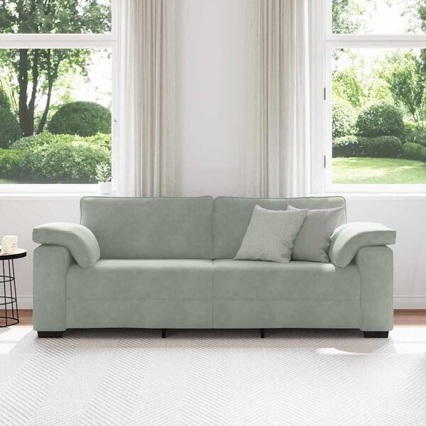 vidaXL 3-Seater Sofa Light Grey 220x77x82 cm Velvet