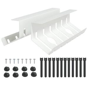 vidaXL Under Desk Cable Management Tray 2 pcs White