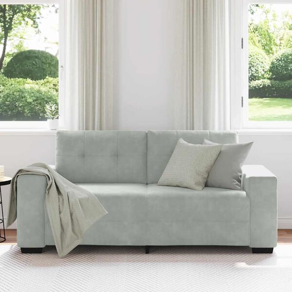 vidaXL Loveseat Sofa Light Grey 180x77x82 cm Velvet