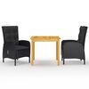 vidaXL 3 Piece Garden Dining Set Black