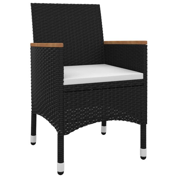 vidaXL 3 Piece Garden Dining Set with Cushions Poly Rattan and Glass