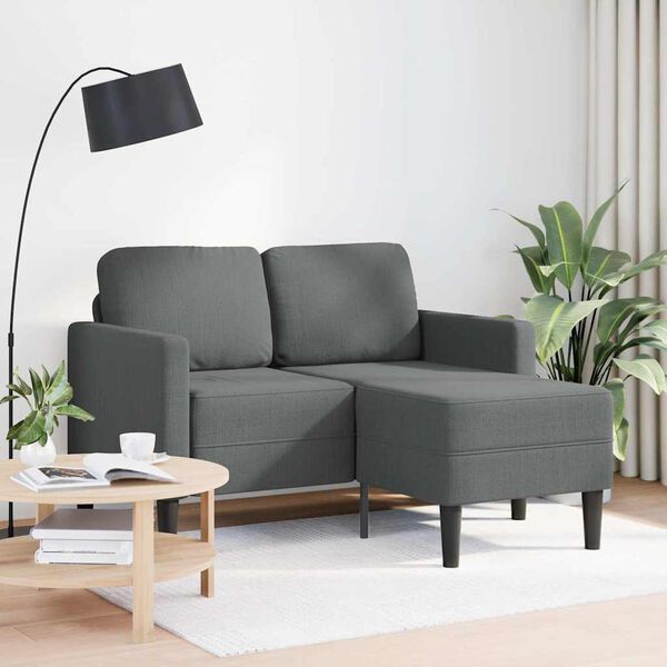 vidaXL 2-Seater Sofa with Chaise L-shaped Dark Grey 125 cm Fabric