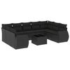 vidaXL 10 Piece Garden Sofa Set with Cushions Black Poly Rattan