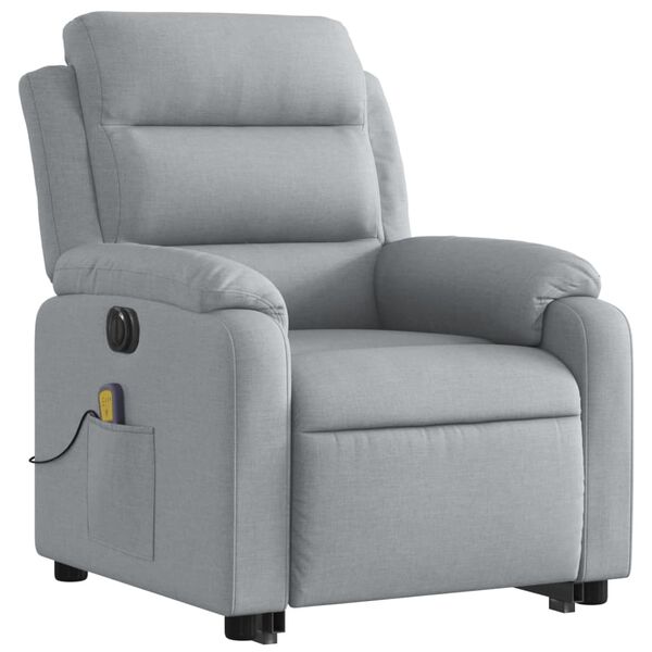 vidaXL Electric Stand up Massage Recliner Chair Light Grey Fabric