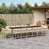 vidaXL 17 Piece Garden Dining Set with Cushions Beige Poly Rattan