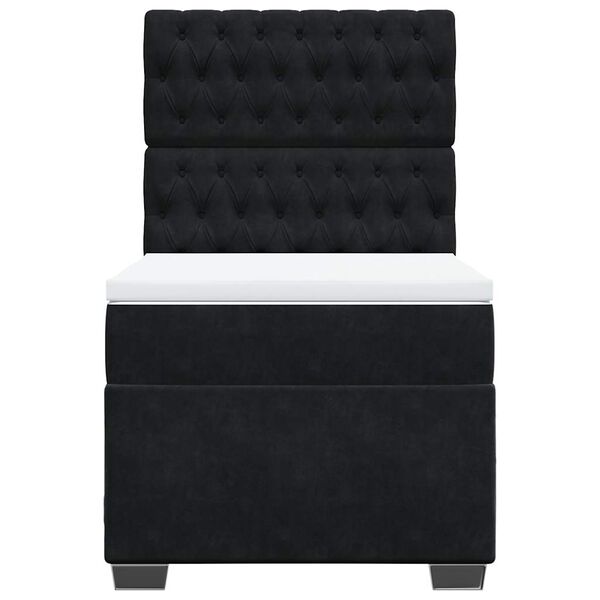 vidaXL Box Spring Bed with Mattress Black King Single Velvet