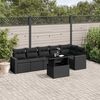 vidaXL 7 Piece Garden Sofa Set with Cushions Black Poly Rattan