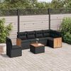 vidaXL 7 Piece Garden Sofa Set with Cushions Black Poly Rattan