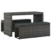 vidaXL 3 Piece Outdoor Dining Set with Cushions Poly Rattan Grey