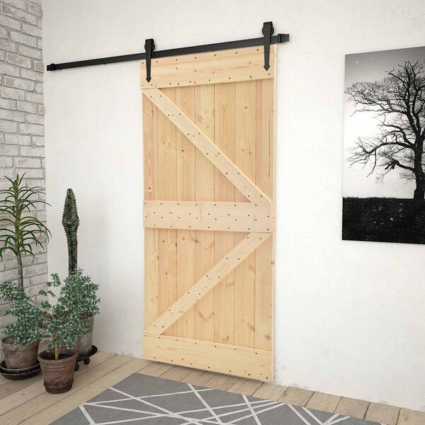 vidaXL Door NARVIK Natural 90 x 210 cm Solid Pine Wood