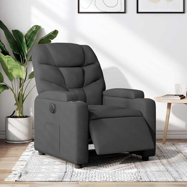 vidaXL Electric Recliner Chair Dark Grey Fabric