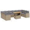vidaXL 11 Piece Garden Sofa Set with Cushions Beige Poly Rattan