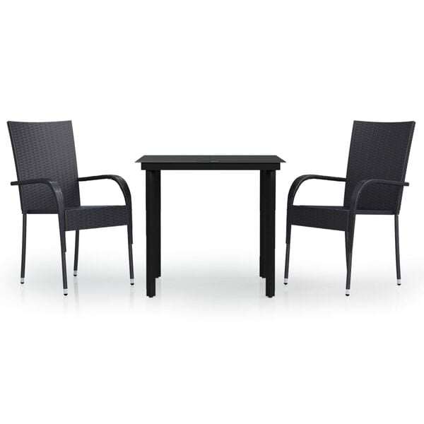 vidaXL 3 Piece Outdoor Dining Set Black