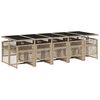 vidaXL 11 Piece Garden Dining Set with Cushions Beige Poly Rattan