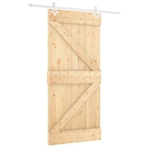 vidaXL Sliding Door 100 x 210 cm Solid Pine Wood Natural and White