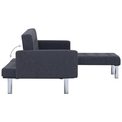 vidaXL L-shaped Sofa Bed Dark Grey Polyester