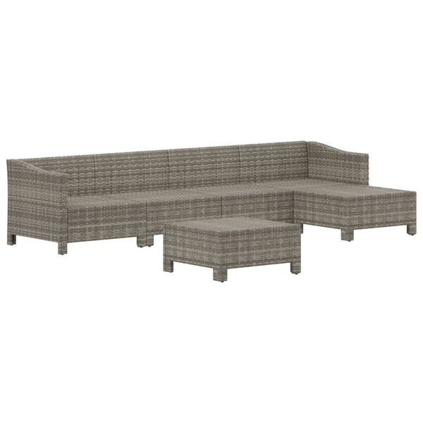 vidaXL 6 Piece Garden Lounge Set with Cushions Grey Poly Rattan