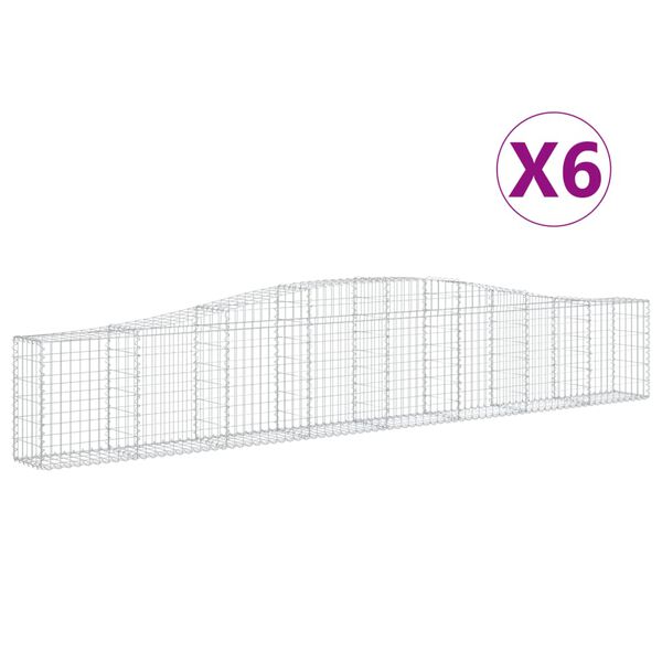 vidaXL Arched Gabion Baskets 6 pcs 400x30x60/80 cm Galvanised Iron