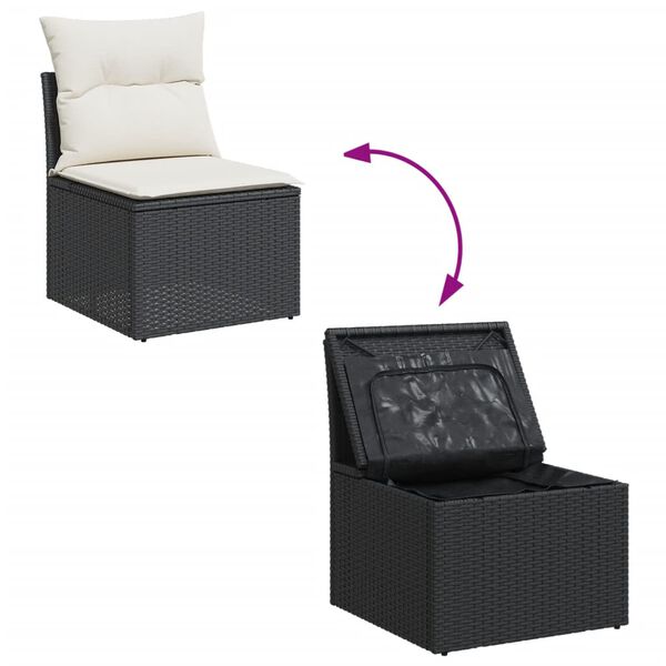 vidaXL 8 Piece Garden Sofa Set with Cushions Black Poly Rattan