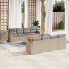 vidaXL 9 Piece Garden Sofa Set with Cushions Beige Poly Rattan