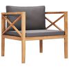 vidaXL Garden Chair with Grey Cushions Solid Wood Teak