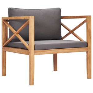 vidaXL Garden Chair with Grey Cushions Solid Wood Teak