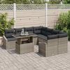vidaXL Garden Sofa Set with Cushion 9 pcs Grey Poly Rattan