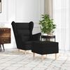 vidaXL Armchair with Footstool Black Fabric