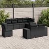 vidaXL 8 Piece Garden Sofa Set with Cushions Black Poly Rattan