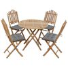 vidaXL 5 Piece Folding Outdoor Dining Set with Cushions Bamboo